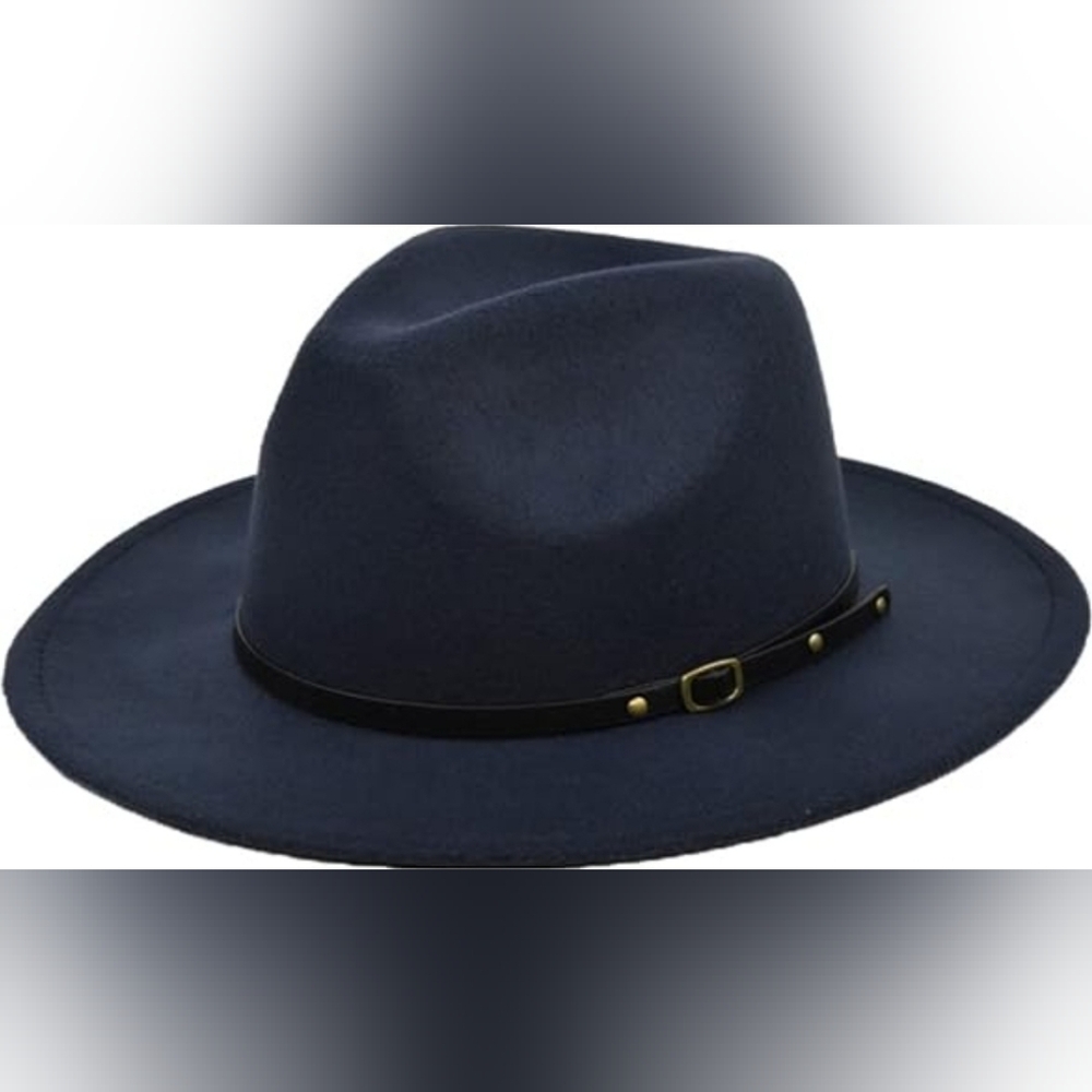 2 Felt Cowboy Hat with Black Belt Four Seasons Windproof Wide Brim Cowgirl Hat
